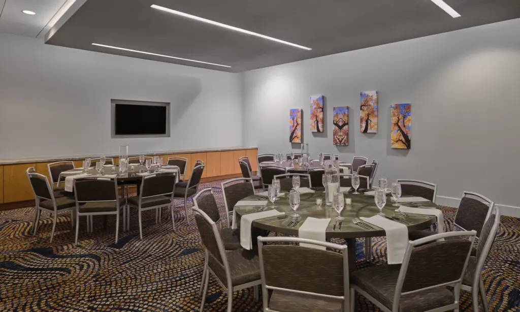 Interior photo of a meeting room at the Westin Denver...