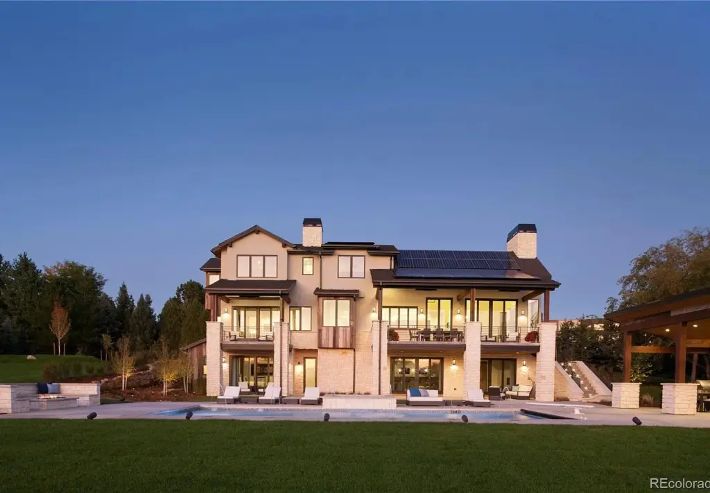This 10,500-square-foot custom home on 2.23 acres in Cherry Hills...