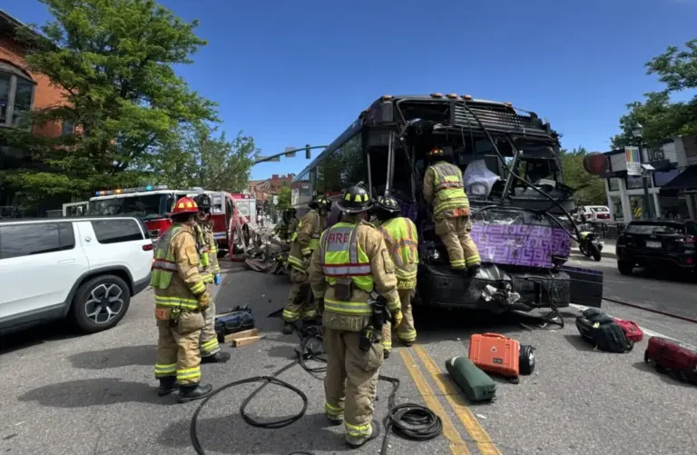 Colorado Springs fire engine, Bustang crash sends 9 to hospital