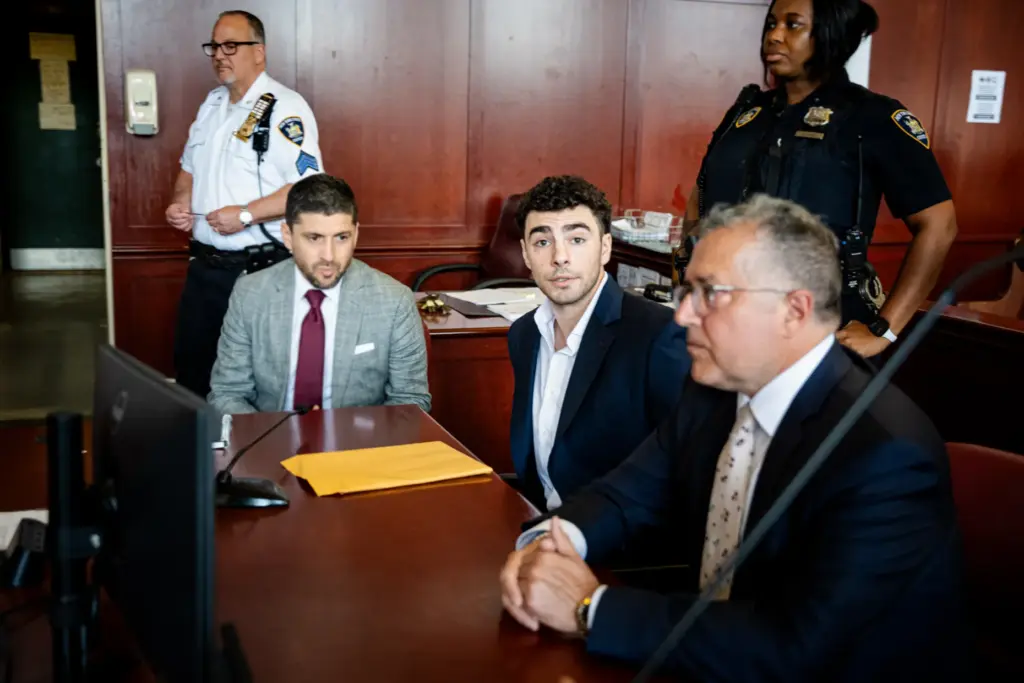Luigi Mangione appears for a pre-trial hearing at Manhattan Criminal Court.
