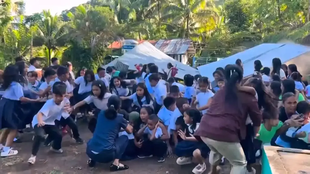 This image made from video provided by DepEd Mahayahay Elementary...