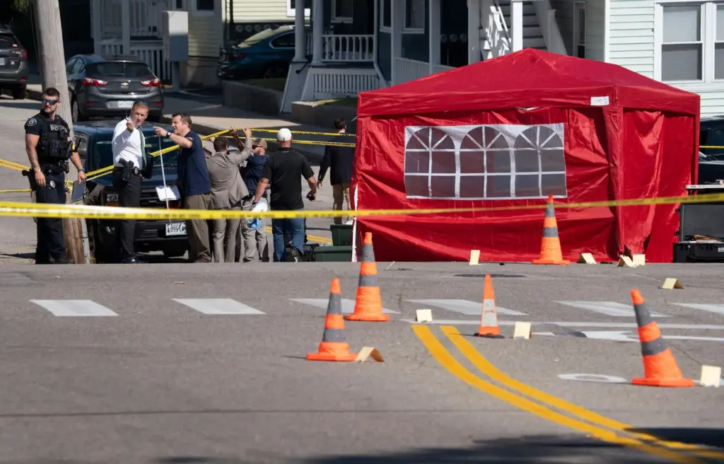 The scene on Pool Street where a man was reportedly...