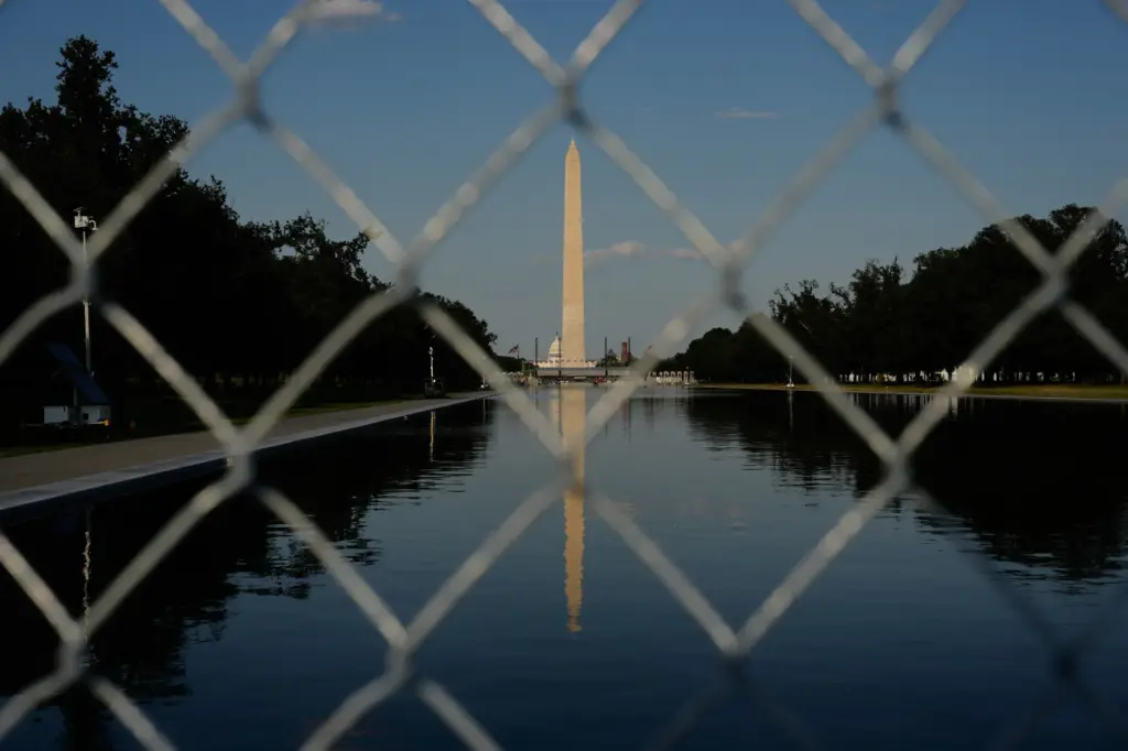 The Washington Monument, reflected in the Lincoln Memorial Reflecting Pool.