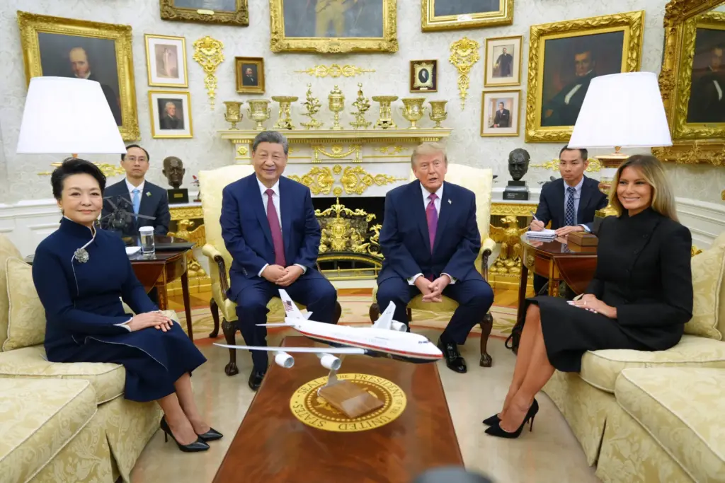 President Donald Trump, first lady Melania Trump, China’s President Xi...