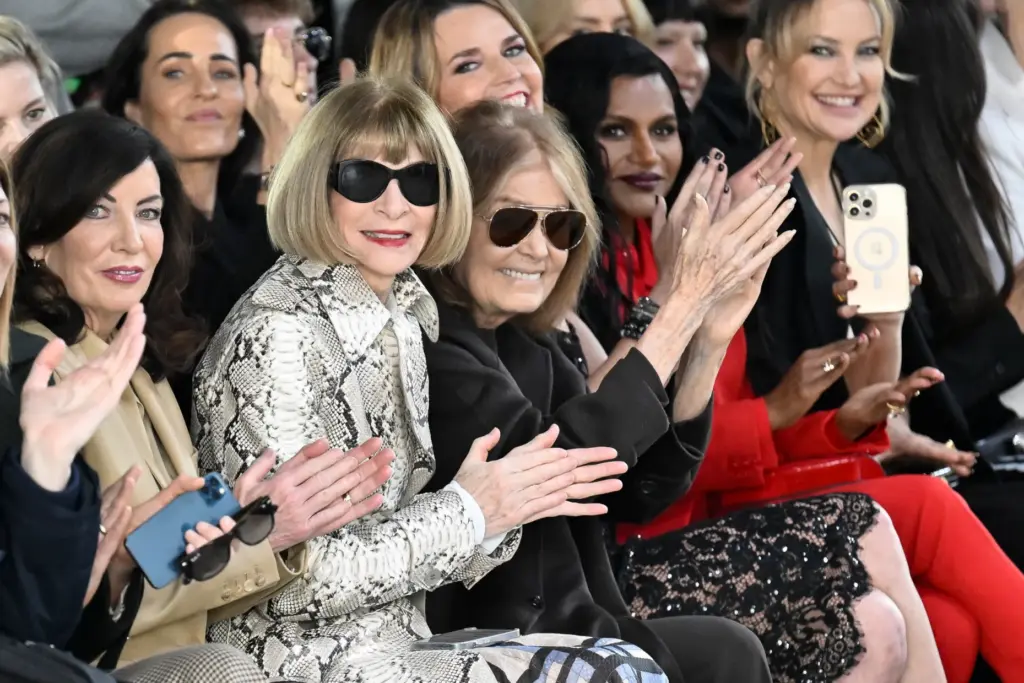 New York Governor Kathy Hochul, left, Anna Wintour and Gloria Steinem