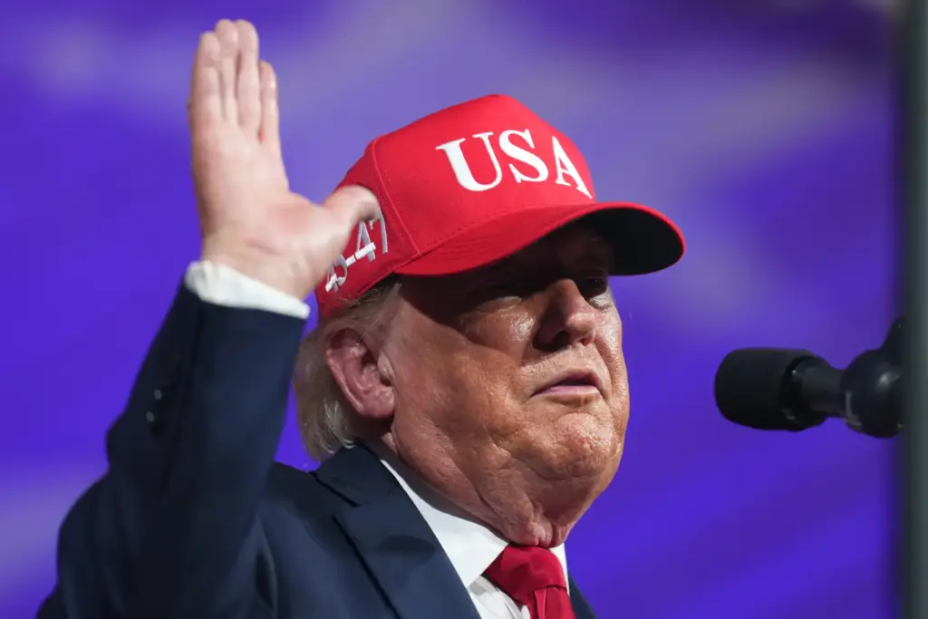 President Donald Trump speaks at a rally at Gastonia Municipal Airport.