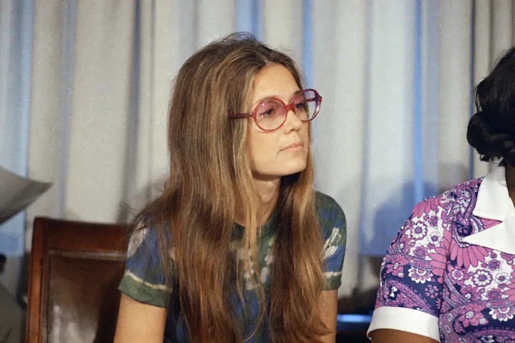 Women's rights spokeswoman Gloria Steinem attends a news conference in 1973.