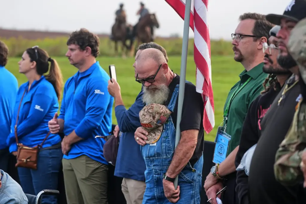 Visitors to the Flight 93 National Memorial in Shanksville, Pa.,...