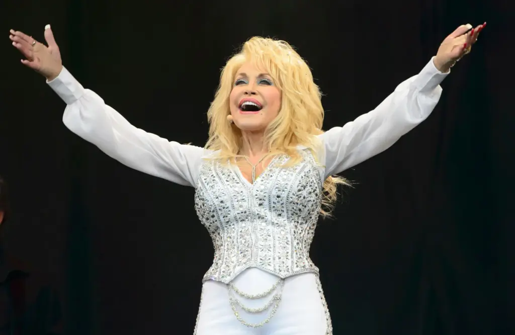 Dolly Parton performs at Glastonbury music festival in 2014.
