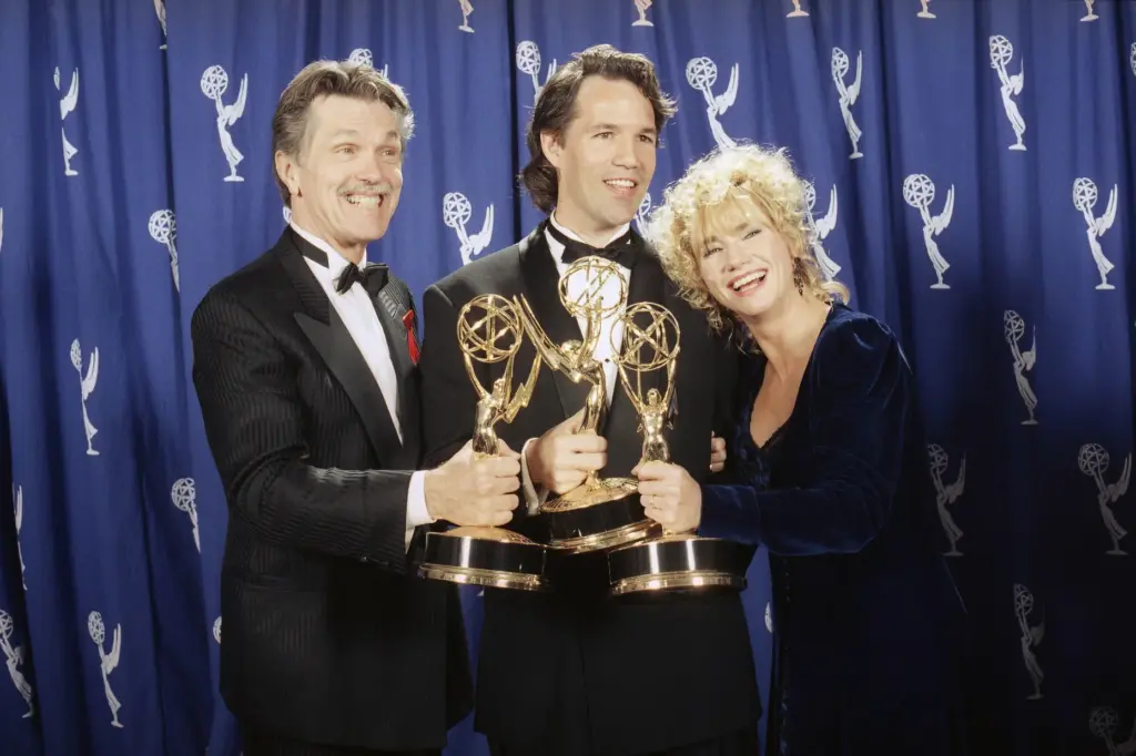 FILE – David E. Kelley, center, creator of “Picket Fences,”...