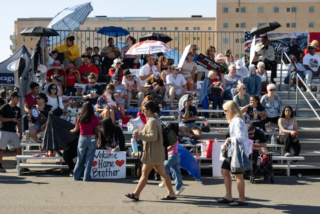 Coronado, CA – Families of sailors deployed on the USS...