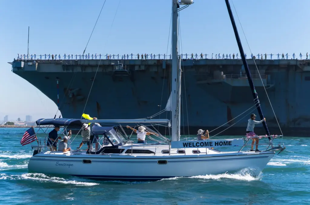 San Diego, CA – Dozens of civilian boats welcome the...